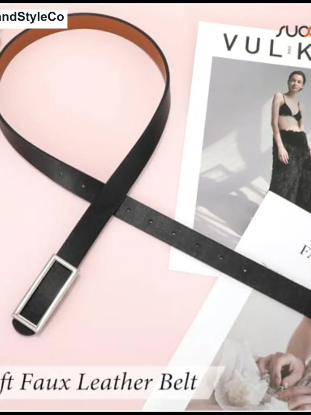 Reversible Faux Leather Belt with Gold Buckle for Women